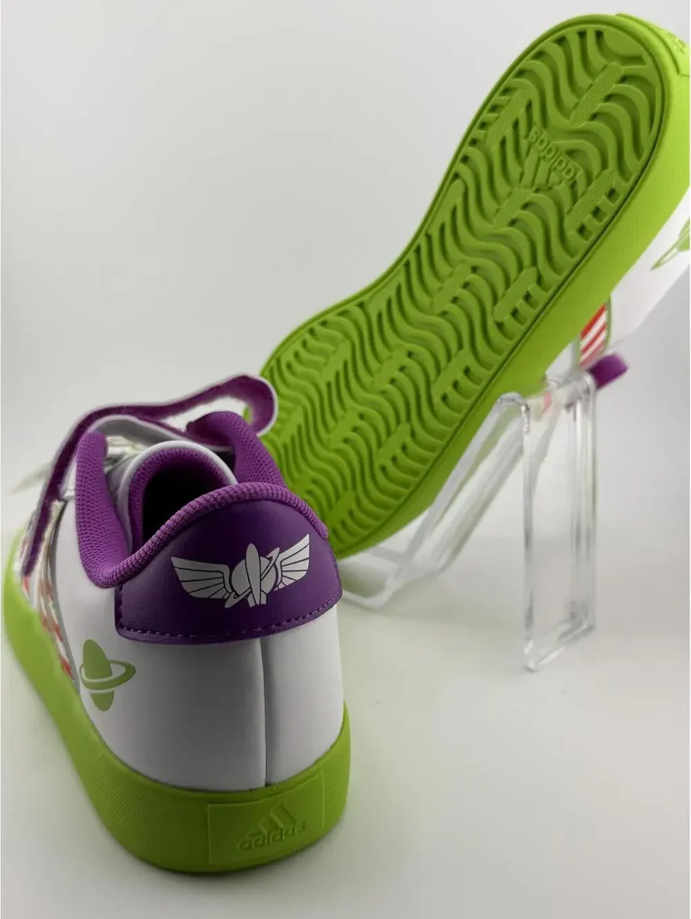 Adidas Pixar Buzz Lightyear Kids Sneakers White Green Purple Size 3 - Picture 5 of 5